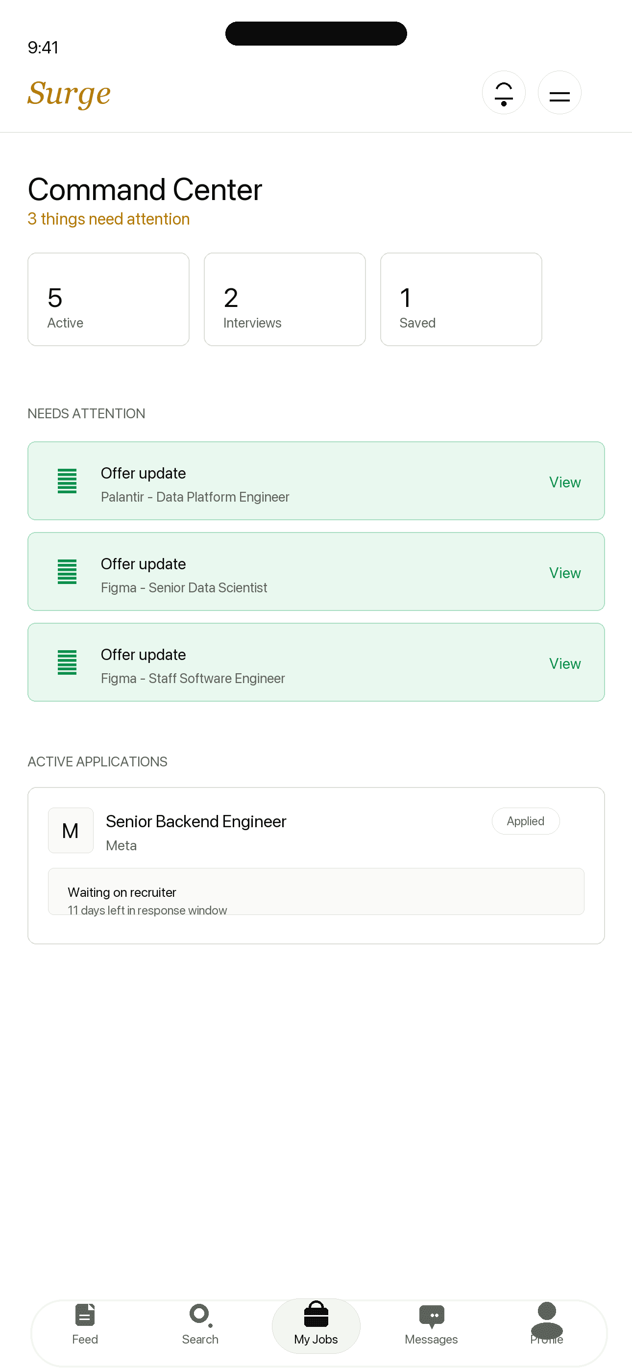 Application tracking in Surge